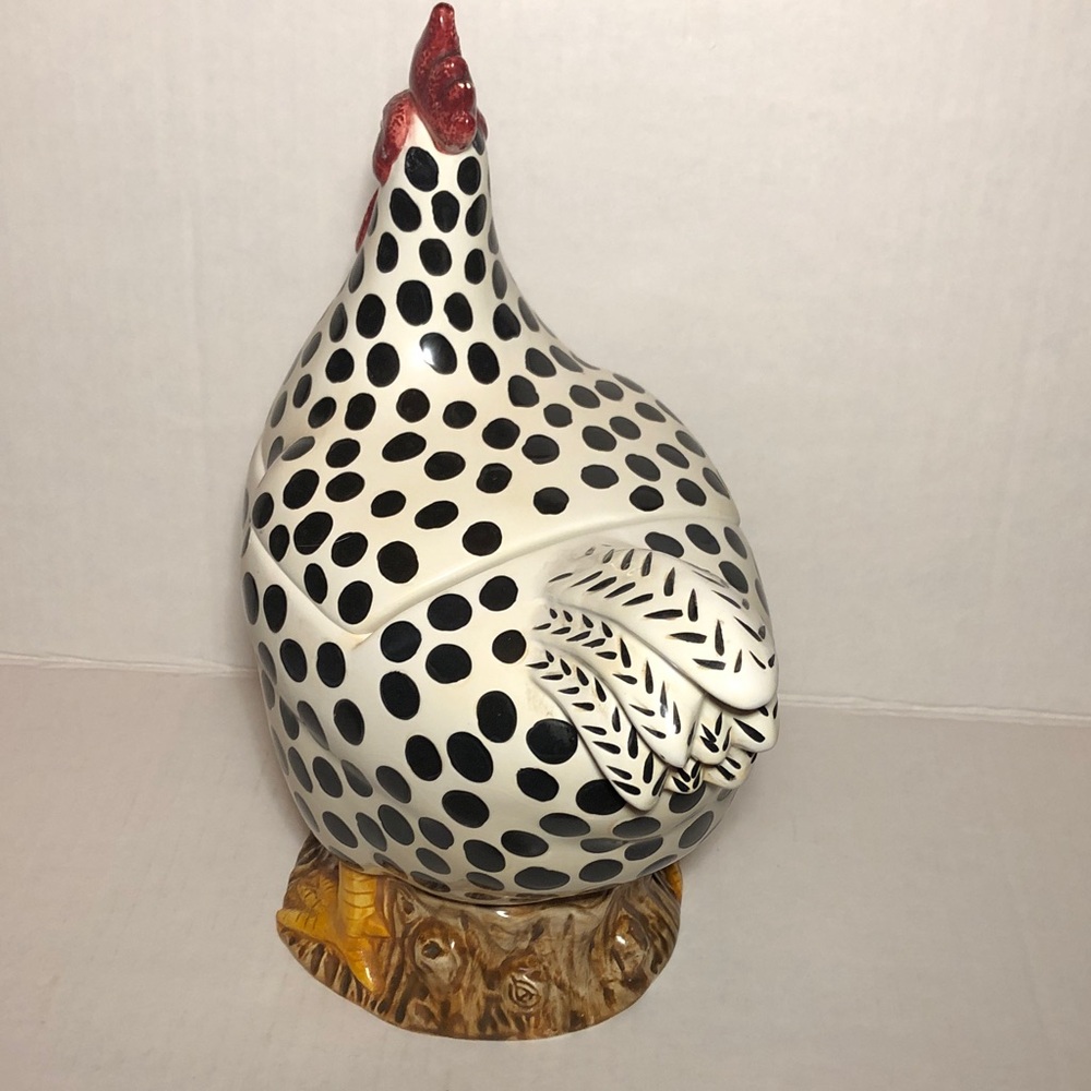 COOKIE JAR ROOSTER Spotted Ceramic Serveware by Sakura - Picture 6 of 11